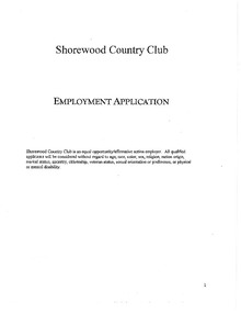 Employment Application - Shorewood Country Club