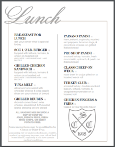 Lunch Menu - Fine Dining - Shorewood Country Club